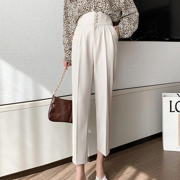 women's pants & capris trendy high waist women solid color button loose harem spring summer casual female black ladies ankle-length, Black;white
women's pants & capris trendy high waist women solid color button loose harem spring summer casual female black ladies ankle-length, Black;white