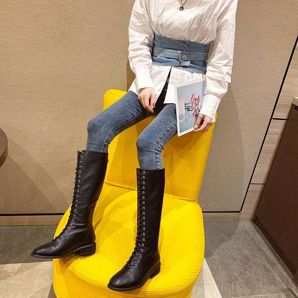 boots high-end women's fall / winter 2021 round head lace up thick bottom elastic high, Black
boots high-end women's fall / winter 2021 round head lace up thick bottom elastic high, Black