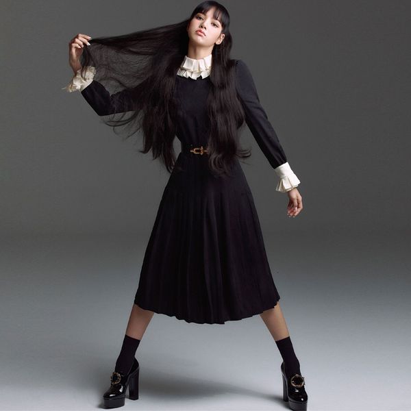 fashion runway spring new women lotus leaf collar matching vintage elegant long sleeve party pleated midi dress 5dg0, Black;gray
fashion runway spring new women lotus leaf collar matching vintage elegant long sleeve party pleated midi dress 5dg0, Black;gray