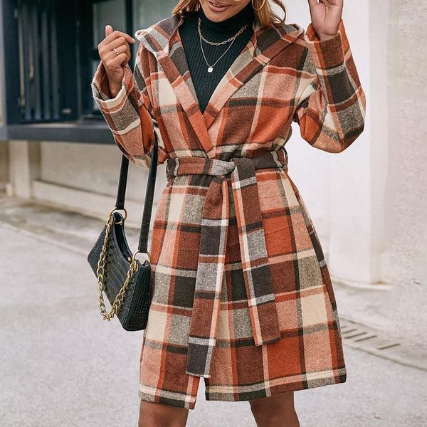 women's wool & blends winter casual long-sleeved pocket loose outerwear plaid mid-length belt hooded windbreaker jackets tweed coat, Black
women's wool & blends winter casual long-sleeved pocket loose outerwear plaid mid-length belt hooded windbreaker jackets tweed coat, Black