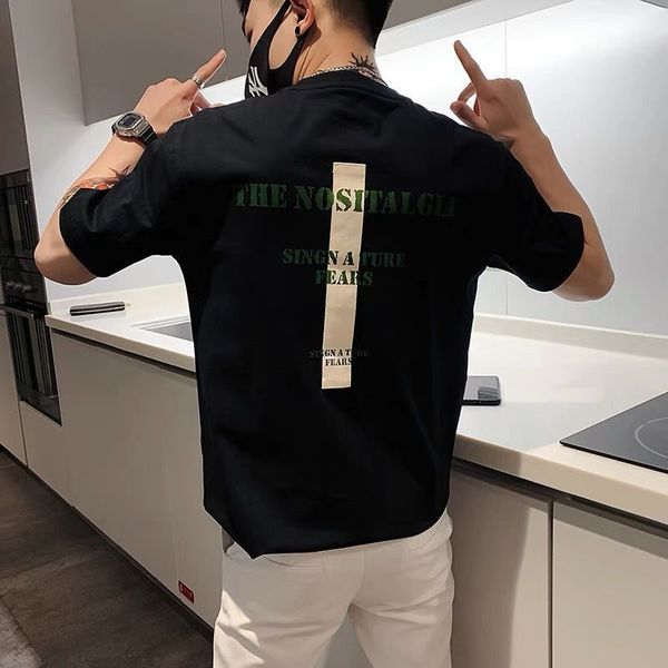 t shirt summer fashion brand cotton short sleeve men's loose sports half casual korean, White;black
t shirt summer fashion brand cotton short sleeve men's loose sports half casual korean, White;black