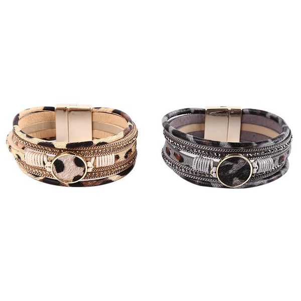 new fashion braided wrap leather bracelet magnetic snap horsehair leopard lady wristband, Golden;silver
new fashion braided wrap leather bracelet magnetic snap horsehair leopard lady wristband, Golden;silver