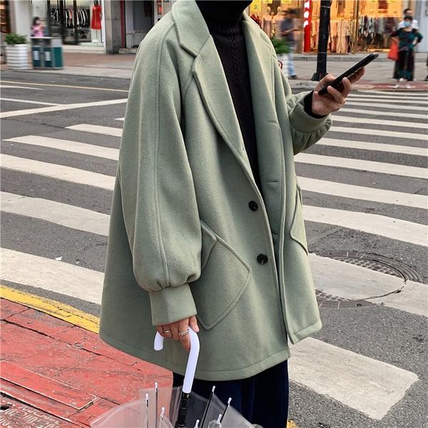 men's wool & blends 2021 autumn winter medium coat thickened fashionable woolen korean loose casual double breasted clothes, Black
men's wool & blends 2021 autumn winter medium coat thickened fashionable woolen korean loose casual double breasted clothes, Black