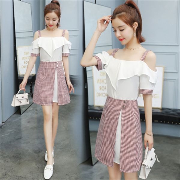 slash neck pieces and skirt sweet woman garments summer off shoulder two sets clothes with skirts ex4v, White
slash neck pieces and skirt sweet woman garments summer off shoulder two sets clothes with skirts ex4v, White