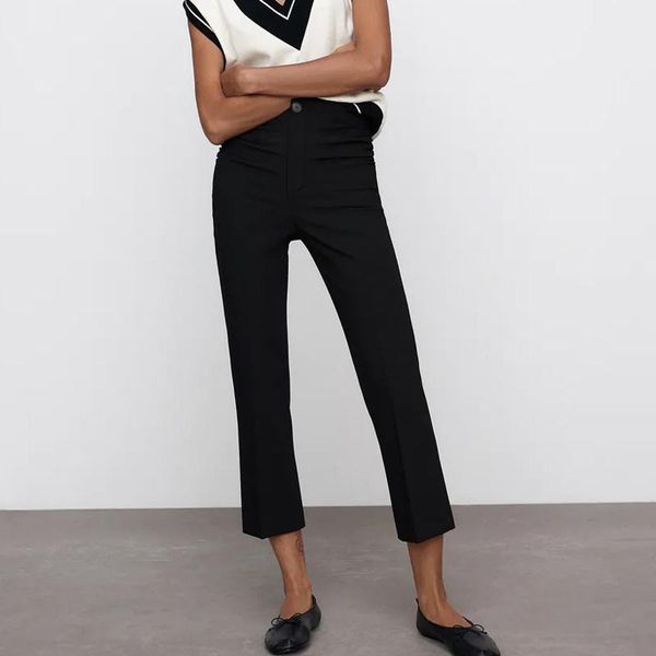 women's pants & capris 2021 summer casual women solid za pleated black high waist twill female sweet fashion street ankle-length trouse, Black;white
women's pants & capris 2021 summer casual women solid za pleated black high waist twill female sweet fashion street ankle-length trouse, Black;white