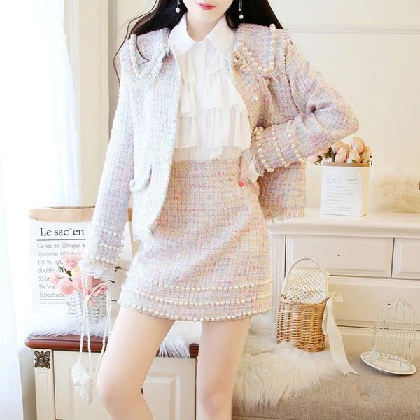 two piece dress autumn winter women casual tweed tassels 2 set solid nail bead outfits patchwork womne's, White
two piece dress autumn winter women casual tweed tassels 2 set solid nail bead outfits patchwork womne's, White