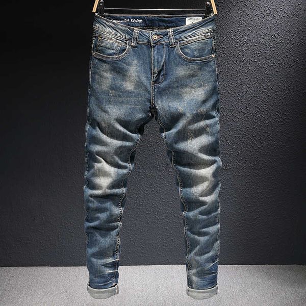 men's jeans korean style fashion retro dark blue ripped vintage designer elastic cotton slim denim pants 5u3n
men's jeans korean style fashion retro dark blue ripped vintage designer elastic cotton slim denim pants 5u3n