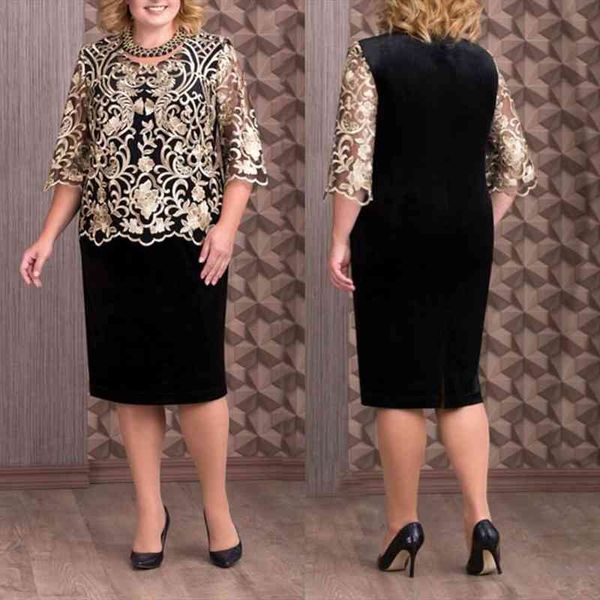 plus size elegant mom women dress fake two piece set o neck half sleeve lace bodycon knee length dresses summer, Black;gray
plus size elegant mom women dress fake two piece set o neck half sleeve lace bodycon knee length dresses summer, Black;gray
