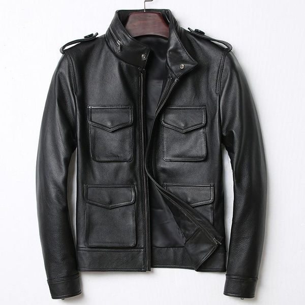 men's leather & faux stand collar genuine cow motorcycle jacket men slim zipper biker casual black real coat male1
men's leather & faux stand collar genuine cow motorcycle jacket men slim zipper biker casual black real coat male1