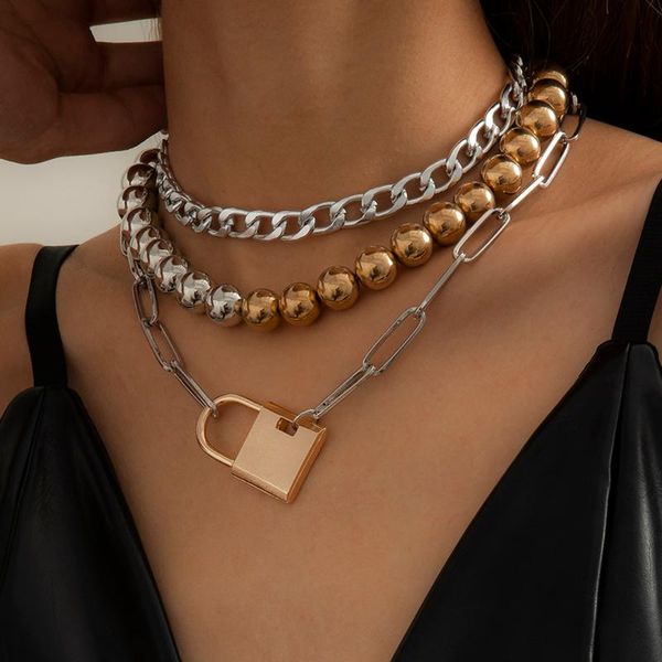chokers 2021 cool mixed color ball chain choker necklace men women hip hop multilayer lock pendant paperclip neck jewelry, Golden;silver
chokers 2021 cool mixed color ball chain choker necklace men women hip hop multilayer lock pendant paperclip neck jewelry, Golden;silver