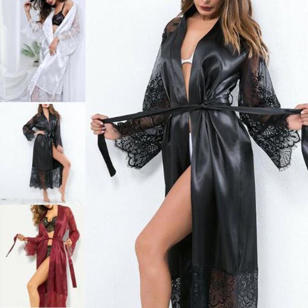women's sleepwear silk lace pajamas bathrobe satin nightdress bridesmaid robes soft belt bath robe lady nightgown 3 colors, Black;red
women's sleepwear silk lace pajamas bathrobe satin nightdress bridesmaid robes soft belt bath robe lady nightgown 3 colors, Black;red