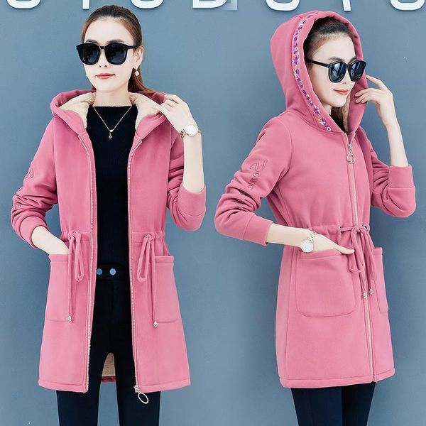 women's hoodies & sweatshirts long sleeve coat female autumn winter women hoodie coats plus velvet thick lamb short casual hood outerwe, Black
women's hoodies & sweatshirts long sleeve coat female autumn winter women hoodie coats plus velvet thick lamb short casual hood outerwe, Black