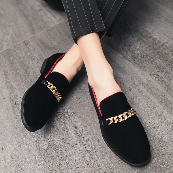 men casual shoes gold real personality italian dress shoes luxury office formal wedding original design retro loafers shoes, Black
men casual shoes gold real personality italian dress shoes luxury office formal wedding original design retro loafers shoes, Black