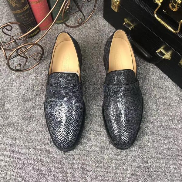 dress shoes authentic real true stingray leather businessmen loafers genuine exotic skate skin male slip-on wedding for suits, Black
dress shoes authentic real true stingray leather businessmen loafers genuine exotic skate skin male slip-on wedding for suits, Black