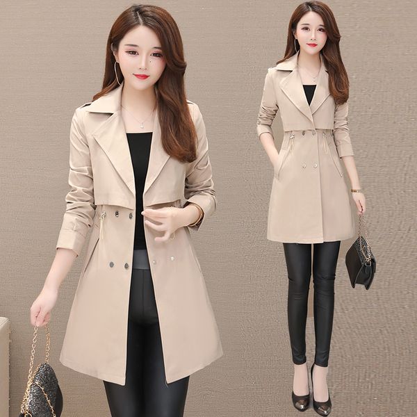 female reach spring turn down collar trench coat solid long thin double breasted wild coats r714, Tan;black
female reach spring turn down collar trench coat solid long thin double breasted wild coats r714, Tan;black