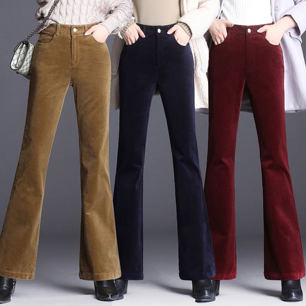 women's thick corduroy high waist flare female autumnand winter plus velvet ladies pinstripe trumpet pants eqg0, Black;white
women's thick corduroy high waist flare female autumnand winter plus velvet ladies pinstripe trumpet pants eqg0, Black;white