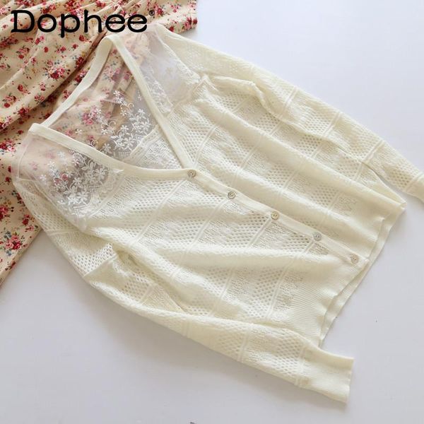 women's knits & tees 2021 organza lace patchwork knitted cardigan milky white long sleeve knitwear sping and summer thin fashion for wo
women's knits & tees 2021 organza lace patchwork knitted cardigan milky white long sleeve knitwear sping and summer thin fashion for wo