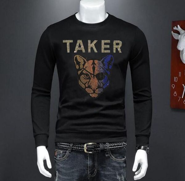 men sweatshirt rhinestone big size causal winter warm men hoodie, Black 
men sweatshirt rhinestone big size causal winter warm men hoodie, Black