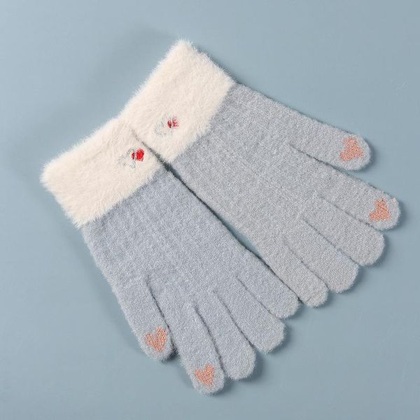 sports gloves 2021 jacquard knitted women's winter warmth thickening five finger kawaii mittens defense cold game touch screen glove, Black 
sports gloves 2021 jacquard knitted women's winter warmth thickening five finger kawaii mittens defense cold game touch screen glove, Black