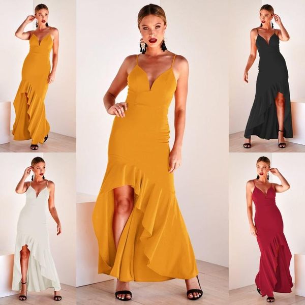 casual dresses women's dress 2021 summer fashion v collar solid color sling sleeveless high waist female irregular ruffle, Black;gray
casual dresses women's dress 2021 summer fashion v collar solid color sling sleeveless high waist female irregular ruffle, Black;gray
