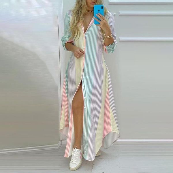 casual dresses 2021 autumn women elegant lapel striped print long sleeve shirt dress summer sundress vestidos female plus size, Black;gray
casual dresses 2021 autumn women elegant lapel striped print long sleeve shirt dress summer sundress vestidos female plus size, Black;gray