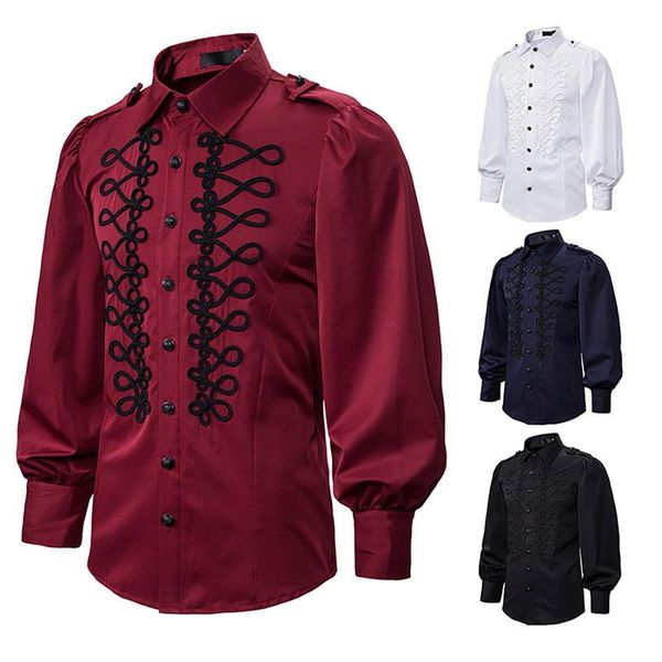 fashion autumo men retro shirt solid color long sleeve button shirt punk camisas shirts for men camisas para hombre, White;black
fashion autumo men retro shirt solid color long sleeve button shirt punk camisas shirts for men camisas para hombre, White;black