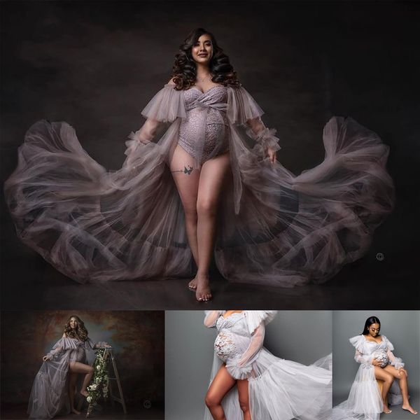 chic ruffle evening dresses off shoulder long sleeves lace tulle robe maternity for women sheer nightgown puffy bathrobe to p shoot, Black;red
chic ruffle evening dresses off shoulder long sleeves lace tulle robe maternity for women sheer nightgown puffy bathrobe to p shoot, Black;red