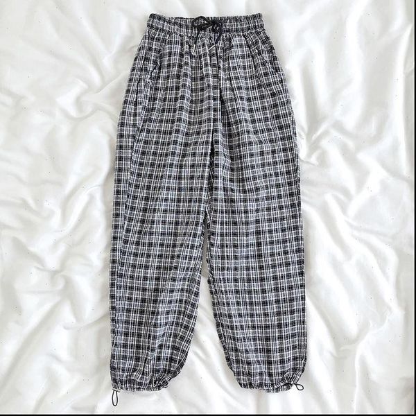 retro jogger pants women fashion black plaid loose high waist female cotton hip hop harem pants summer korean streetwear, Black;white
retro jogger pants women fashion black plaid loose high waist female cotton hip hop harem pants summer korean streetwear, Black;white
