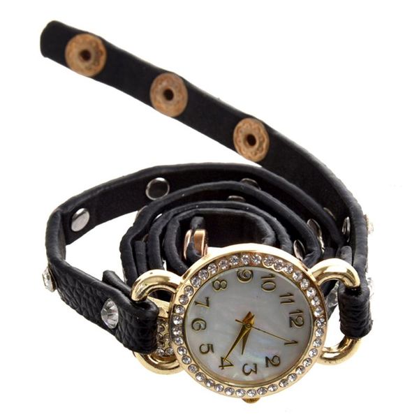 wristwatches women retro crystal wrap-around leather strap quartz bracelet chain wrist watch (black), Slivery;brown
wristwatches women retro crystal wrap-around leather strap quartz bracelet chain wrist watch (black), Slivery;brown