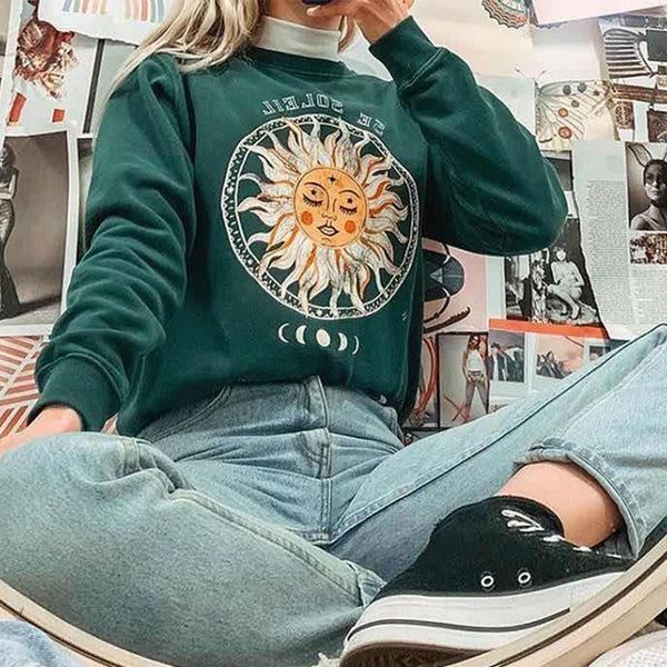 2021 new green cotton from the vintage eua standard sun hoodie female crewneck released large-scale designer casual teenage girls fall pullo, Black
2021 new green cotton from the vintage eua standard sun hoodie female crewneck released large-scale designer casual teenage girls fall pullo, Black