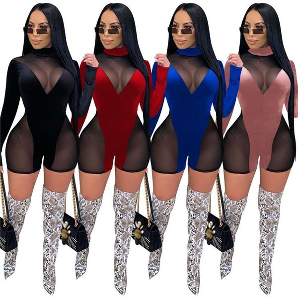 women's jumpsuits & rompers velvet skinny playsuits women 2021 zipper high collar long sleeve casual mesh pacthwork ladies jumpsuit, Black;white
women's jumpsuits & rompers velvet skinny playsuits women 2021 zipper high collar long sleeve casual mesh pacthwork ladies jumpsuit, Black;white