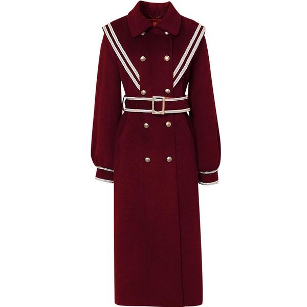 women's wool & blends women navy style vintage double breasted woolen coat autumn winter classic slim long overcoat, Black
women's wool & blends women navy style vintage double breasted woolen coat autumn winter classic slim long overcoat, Black