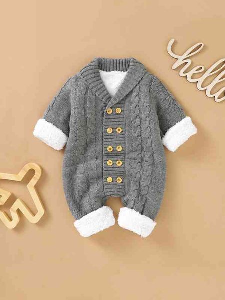 baby double breasted cable knit jumpsuit she, Blue