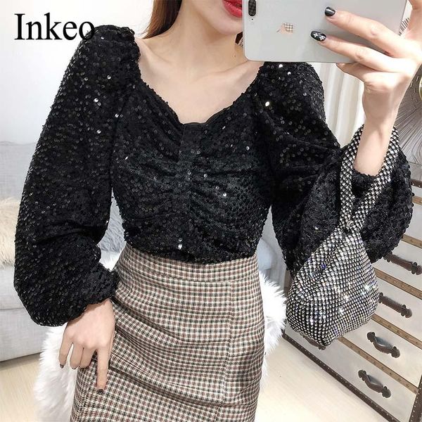 women's blouses & shirts fashion lantern sleeve blouse shirt women 2021 spring v-neck party club wear sequin glitter female inkeo, White
women's blouses & shirts fashion lantern sleeve blouse shirt women 2021 spring v-neck party club wear sequin glitter female inkeo, White