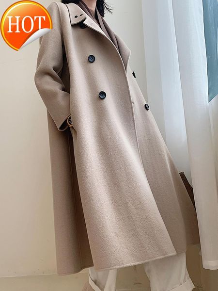 women's two piece pants cashmere coat double-sided mid-length 2021 autumn and winter high-end loose hepburn style 100% woolen, White
women's two piece pants cashmere coat double-sided mid-length 2021 autumn and winter high-end loose hepburn style 100% woolen, White