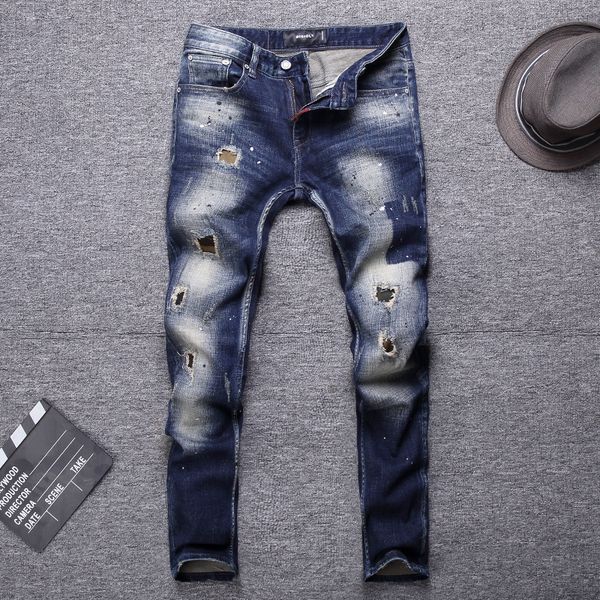 2021 new italian fashion slim destroyed paint designer men denim pants streetwear hip hop homme fyin, Blue
2021 new italian fashion slim destroyed paint designer men denim pants streetwear hip hop homme fyin, Blue