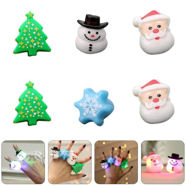 party decoration 6pcs christmas finger rings luminous led (random style)