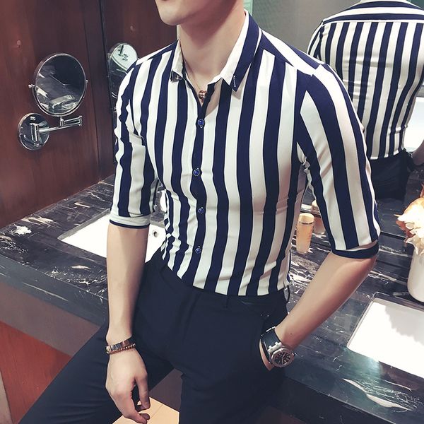 black striped white male shirt casual short hawaiian shirts summer fashion streetwear men's social clothes lps5, White;black
black striped white male shirt casual short hawaiian shirts summer fashion streetwear men's social clothes lps5, White;black