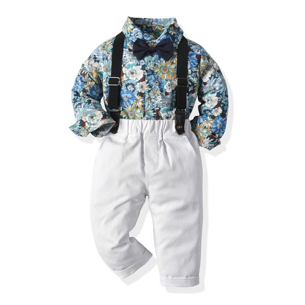 children's wear spring garden flower long sleeve shirt gentleman suit two piece children's trousers, Blue
children's wear spring garden flower long sleeve shirt gentleman suit two piece children's trousers, Blue