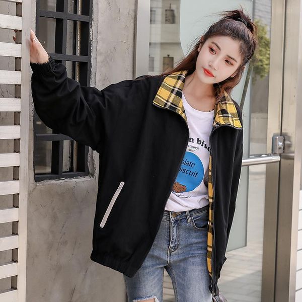 women's jackets autumn winter fashion trending jacket coat outwear casaco feminino two-sided plaid windbreaker, Black;brown
women's jackets autumn winter fashion trending jacket coat outwear casaco feminino two-sided plaid windbreaker, Black;brown
