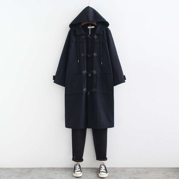 designer and winter korean fashion horn button hooded woolen autumn coat 200 jin mm plus fat women's dress 007 e, Black
designer and winter korean fashion horn button hooded woolen autumn coat 200 jin mm plus fat women's dress 007 e, Black