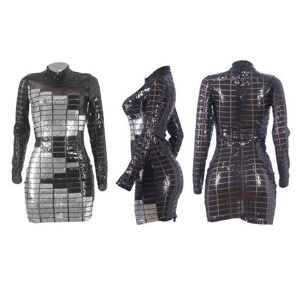 women square pattern sequined long-sleeved dress with sequined gauze(the logistics price pls contact us), Black;gray
women square pattern sequined long-sleeved dress with sequined gauze(the logistics price pls contact us), Black;gray