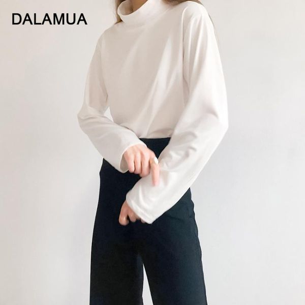 women t-shirt cotton soft solid white long sleeve half high collar basic loose casual office lady 2021 spring female tshirts
women t-shirt cotton soft solid white long sleeve half high collar basic loose casual office lady 2021 spring female tshirts