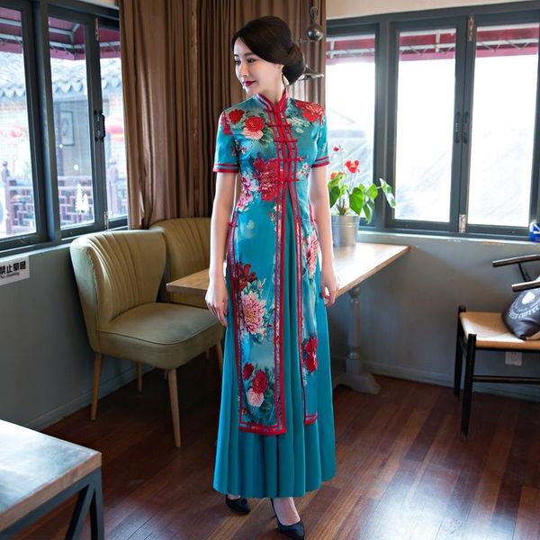 ethnic clothing blue elegant mandarin collar novelty qipao women flower print chinese a-line dress slim short sleeve long cheongsam s-4, Red
ethnic clothing blue elegant mandarin collar novelty qipao women flower print chinese a-line dress slim short sleeve long cheongsam s-4, Red