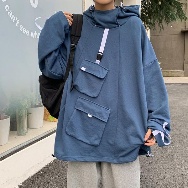 men's hoodies & sweatshirts autumn multi-pocket loose male hooded jacket pullover coat men solid high street cargo hip hop hoodie, Black
men's hoodies & sweatshirts autumn multi-pocket loose male hooded jacket pullover coat men solid high street cargo hip hop hoodie, Black