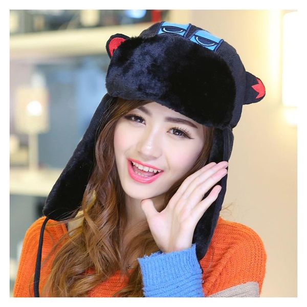 berets cute winter hat for women men earflap cap with big eyes embromidery devil russian thickening warm bomber, Blue;gray
berets cute winter hat for women men earflap cap with big eyes embromidery devil russian thickening warm bomber, Blue;gray