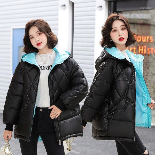 women's down & parkas 2021 cotton padded jacket women loose bright face short thick bread coat female outerwear, Black
women's down & parkas 2021 cotton padded jacket women loose bright face short thick bread coat female outerwear, Black