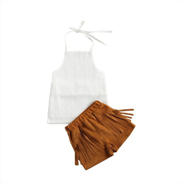 2 7y summer fashion newly infant kids girls clothes sets casual solid color sleeveless vest tassel shorts outfits, White
2 7y summer fashion newly infant kids girls clothes sets casual solid color sleeveless vest tassel shorts outfits, White