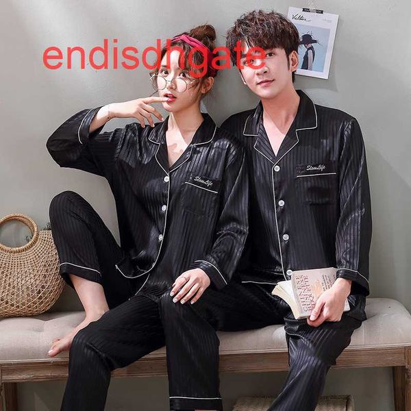 spring pure and autumn pink couple pajamas men's suit silk women's long sleeve plus size air conditioning, Black;white
spring pure and autumn pink couple pajamas men's suit silk women's long sleeve plus size air conditioning, Black;white