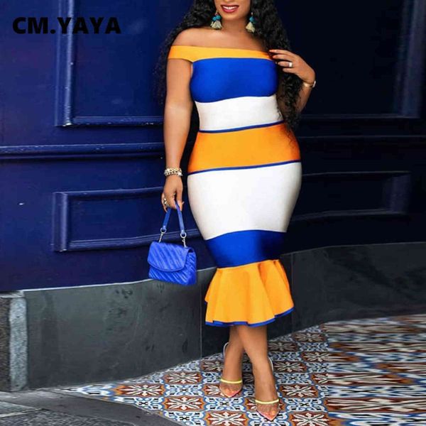 cm.yaya women plus size dress patchwork off shoulder slash neck skinny midi trumpet dresses vintage vestidos summer outfits 211115, Black;gray
cm.yaya women plus size dress patchwork off shoulder slash neck skinny midi trumpet dresses vintage vestidos summer outfits 211115, Black;gray